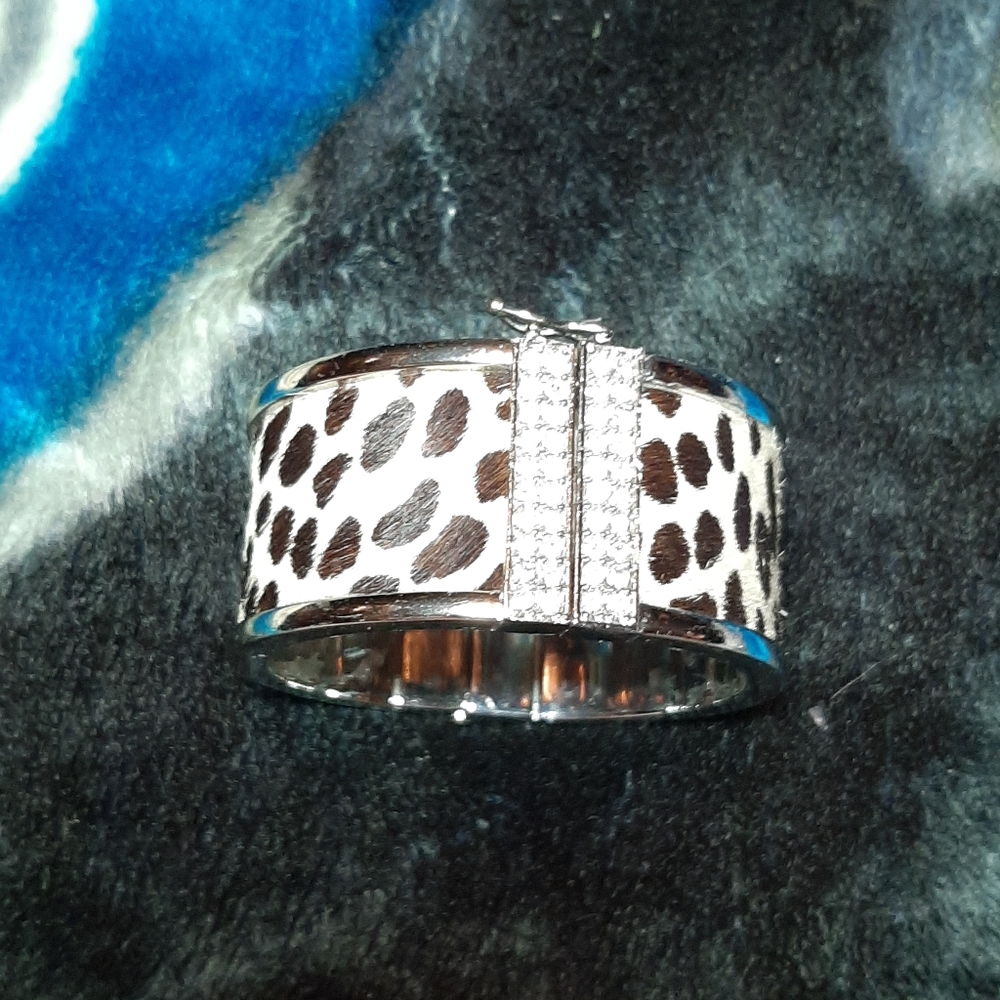 Ann Taylor calf hair and rhinestone clamp bracelet